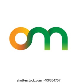 initial letter om linked round lowercase logo orange green