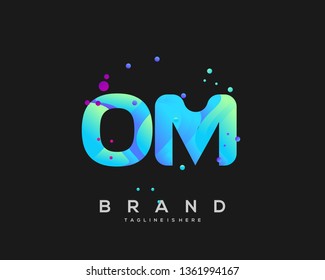 Initial letter OM logo with colorful background, letter combination logo design for creative industry, web, business and company. - Vector