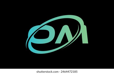 Initial Letter OM Logo. Creative And Modern OM logo Design on black background.