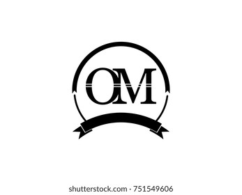 initial letter OM logo monogram retro black