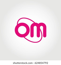 initial letter om logo pink on white background