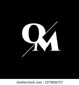 Initial Letter OM Monogram Sliced. Logo template isolated on black background
