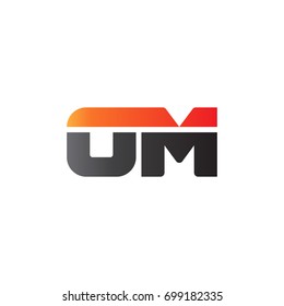 Initial letter OM, straight linked line bold logo, gradient fire red black colors