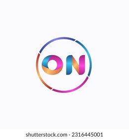 Initial letter ON curve rounded logo, gradient vibrant colorful glossy 