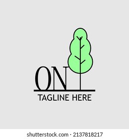 Initial letter ON with green tree logo. Minimal, simple and unique.
