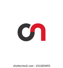 Initial Letter ON Linked Circle Lowercase Logo Black Red Icon Design Template Element - Vector