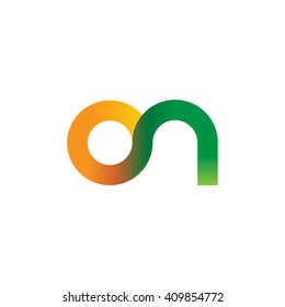 initial letter on linked round lowercase logo orange green
