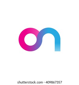 initial letter on linked round lowercase logo pink blue purple