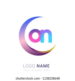 initial letter ON logotype company name, coloreful and swoosh design. vector logo for business and company identity.