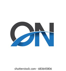 initial letter ON logotype company name colored blue and grey swoosh design. vector logo for business and company identity.
