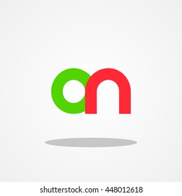 Initial letter AN ON lowercase logo design template green red