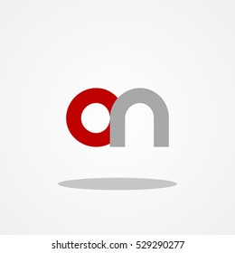 Initial letter ON lowercase logo design template maroon gray