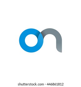 initial letter on modern linked circle round lowercase logo blue gray