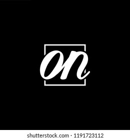 Initial letter ON NO minimalist art monogram shape logo, white color on black background