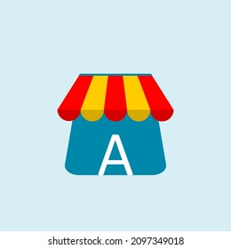 initial letter a on shopping bag. Abstract shopping logo. Online shop logo. Vector logo template