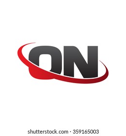 initial letter ON swoosh ring company logo red black