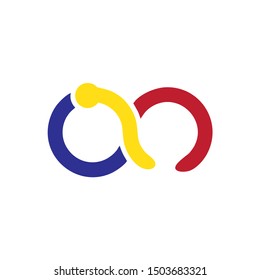 initial letter oo linked round lowercase logo fullcolor. Good for symbol togetherness, peace, family synergy, cooperation in work and agreement - Vector