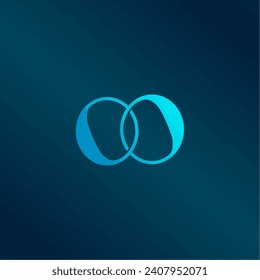initial letter oo linked round lowercase logo blue 