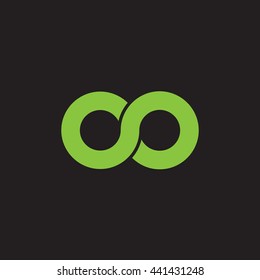 initial letter oo linked round lowercase logo green
