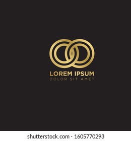 Initial Letter OO linked uppercase overlap modern gold logo vector design template. Suitable for business, consulting group company.