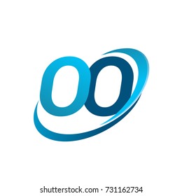 initial letter OO logotype company name colored blue swoosh design concept. vector logo for business and company identity