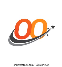 initial letter OO logotype company name colored orange and grey swoosh star design. vector logo for business and company identity