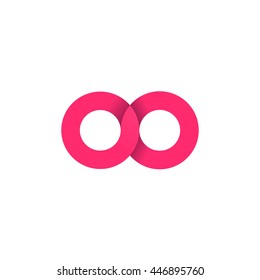 initial letter oo modern linked circle round lowercase logo pink