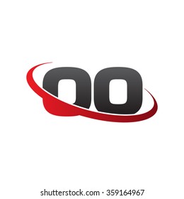 initial letter OO swoosh ring company logo red black