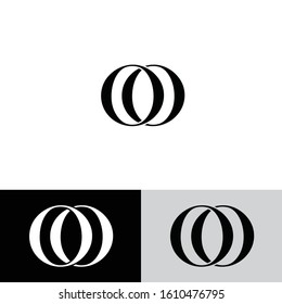 Initial letter oo uppercase modern logo design template elements. Black, and white letter Isolated on white, black and grey background. Suitable for business, consulting group company.