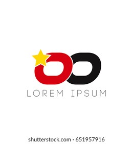 Initial letter oo yellow star logo red black