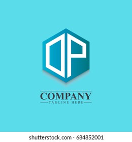 Initial Letter OP Hexagonal Design Logo