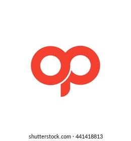 initial letter op linked round lowercase logo red