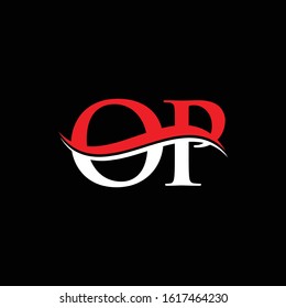 Initial Letter OP Logo Design Vector Template. Red And White OP Vector Illustration