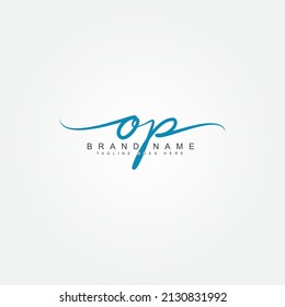 Initial Letter OP Logo - Handwritten Signature Logo