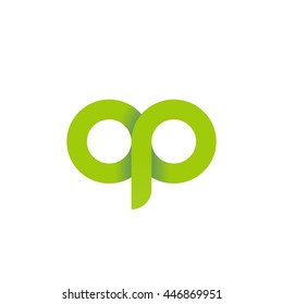 initial letter op modern linked circle round lowercase logo green