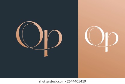 Carta inicial OP PO logotipo design vetor ilustração para casal, casamento e negócios