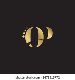 Initial letter op uppercase modern logo design template elements. Gold letter Isolated on black  background. Suitable for business, consulting group company.