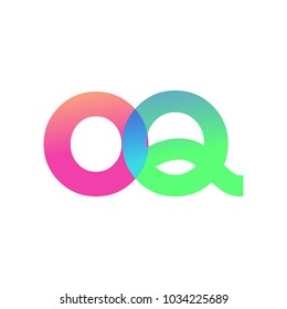 Initial Letter OQ Lowercase Logo green, pink and Blue, Modern and Simple Logo Design.
