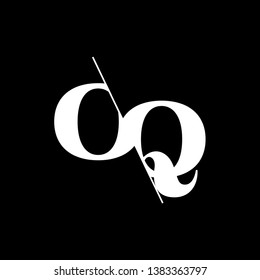 Initial Letter OQ Monogram Sliced. Modern logo template isolated on black background