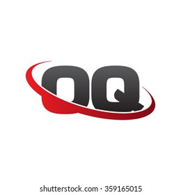 initial letter OQ swoosh ring company logo red black