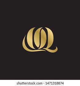 Initial letter oq uppercase modern logo design template elements. Gold letter Isolated on black  background. Suitable for business, consulting group company.