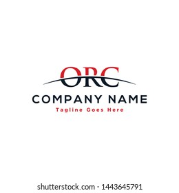 Initial letter ORC, overlapping movement swoosh horizon logo company design inspiration in red and dark blue color vector