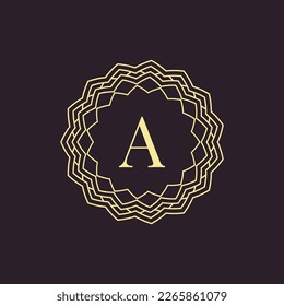 letra inicial Logo de emblema de la placa de emblema del círculo del borde ornamental