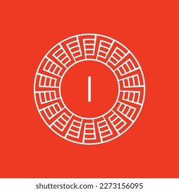 initial letter I ornamental emblem frame circle pattern logo