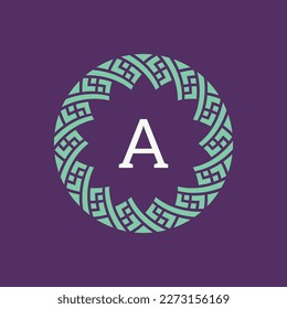 letra inicial logotipo de patrón de círculo de emblema ornamental