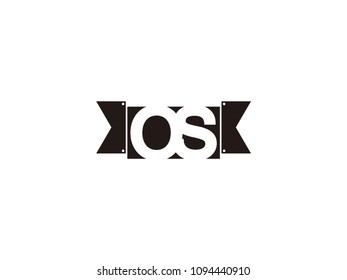 Initial letter os black ribbon logo design