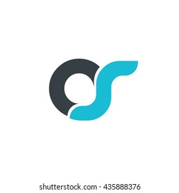 Initial Letter OS CS Circle Lowercase Logo Black Blue