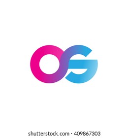 initial letter os linked round lowercase logo pink blue purple