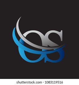 initial letter OS logotype company name colored blue and grey swoosh design. vector logo for business and company identity.
