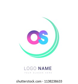 initial letter OS logotype company name, coloreful and swoosh design. vector logo for business and company identity.